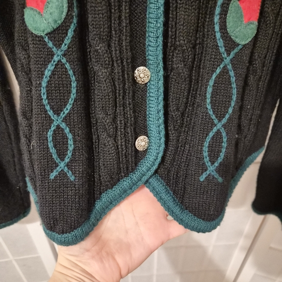 Vintage 1989 Susan Bristol Wool Knit Cardigan Sz M - Picture 7 of 11